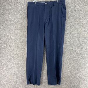 FJ Dress Pants Men 36/32 Blue Mid Rise Pleated Straight Pockets Regular Fit